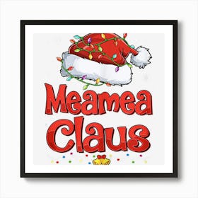 Womens Cute Meamea Claus With Santa Hat Christmas Lights Women Art Print