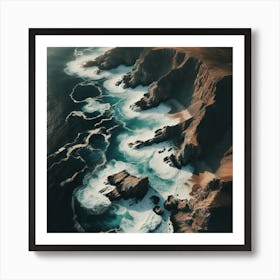 Aerial View Of Cliffs And Ocean Art Print