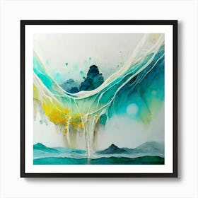 Abstract Wave In Teal Art Print