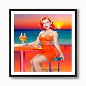 Pin Up Girl Aperol spritz Art Print