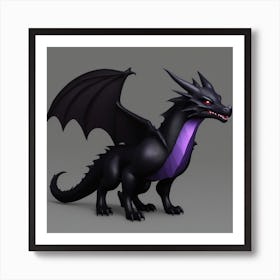 Black Bat Dragon Art Print