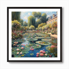 Water Lilies In The Garden Art Print