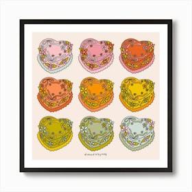 Rainbow Heart Cakes Art Print