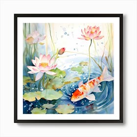 Koi Fish In The Pond 1 Art Print