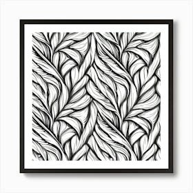 Black White Flower Texture Pattern Art Print