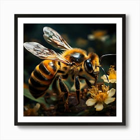 Bee On Flower 7 Art Print