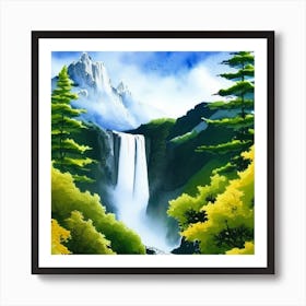 Waterfall Painting Art Print