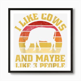 Funny Farm Animal Cow Lover Vintage Retro Sunset Cows Art Print