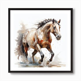 Horse Running In Water Art Print