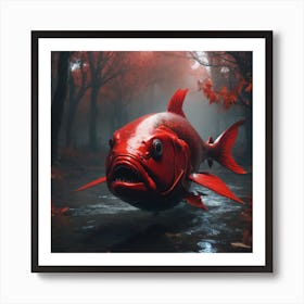 Red Fish In The Forest Art Print