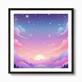 Sky With Twinkling Stars In Pastel Colors Square Composition 87 Art Print