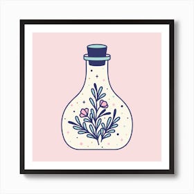 Magical Bottle With Flowers Art Print