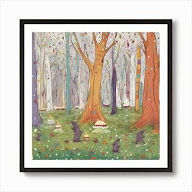 Birthday Party In The Woods Art Print