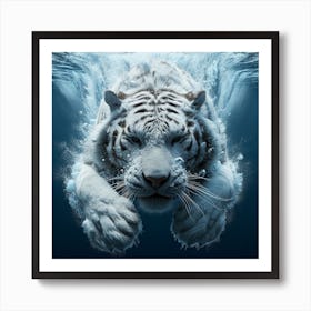 White Tiger Underwater 7 Poster