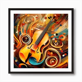 Violin On Abstract Background Art Print