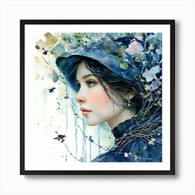 Girl In Blue Art Print