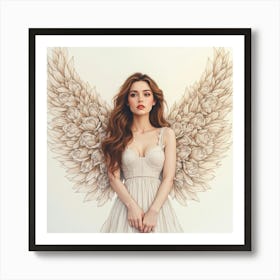 Beautiful Angel Made With Wings Made Of Roses Art Print