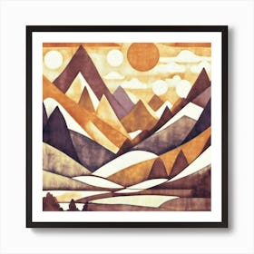 Firefly An Illustration Of A Beautiful Majestic Cinematic Tranquil Mountain Landscape In Neutral Col (75) Art Print