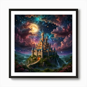 Cinderella Castle At Night Art Print