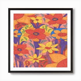 Orange Flower Garden Art Print