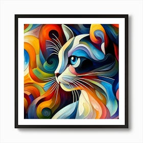 Colorful Cat Painting 4 Art Print