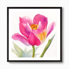 Tulip Rose Painted In Watercolor 0 Art Print