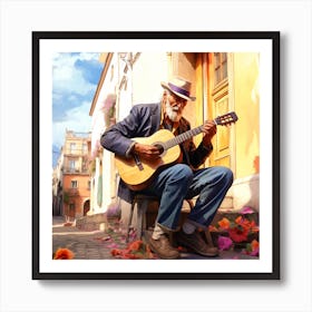 Old Man Playing Guitar 13 Art Print