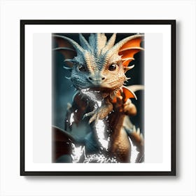 Amazing Portrait Of A Cute Baby Dragons Legendary Creature Art Print