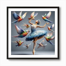 Ballet Dancer With Birds 2 Art Print