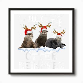 Otter Reindeer Deer Antler Funny Christmas Xmas Art Print