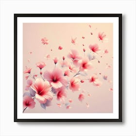 Pink Flowers Wallpaper Art Print