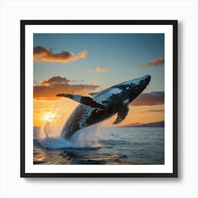 Humpback Whale Leaping Out Of The Water 2 Art Print