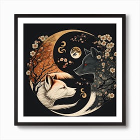 Yin Yang Fox Art Print