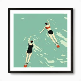 Two Swimmers In The Water Art Print