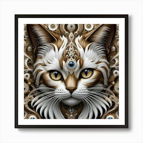 Cat With Gears Art Print