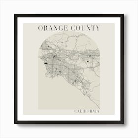 Orange County California Boho Minimal Arch Full Beige Color Street Map Art Print