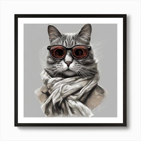 Cat With Glasses 1 Art Print