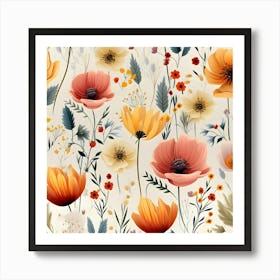 Floral Seamless Pattern Art Print