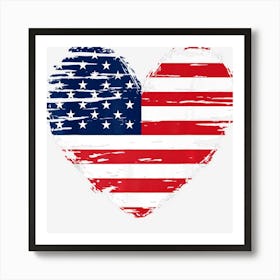 American Flag Heart 4th Of July Usa Patriotic Art Print