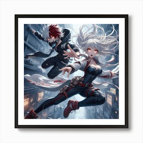 Anime Couple In The City Art Print