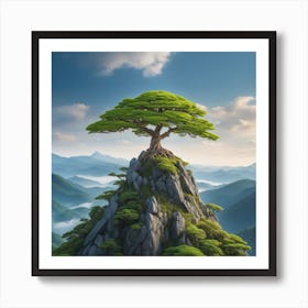 Tree On Top Of Mountain 8 Art Print