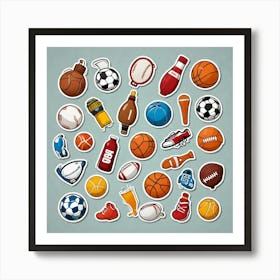 Sticker Everyday Objects Illustrate Common Everyday Used Sports Objects With Cute And Funny Style 3875610428(1) Art Print