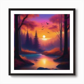 Sunset In The Forest 6 Art Print