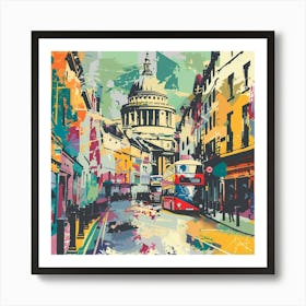 London Street Oil Painting Art Print