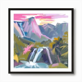 Waterfall In The Mountains 8 Art Print