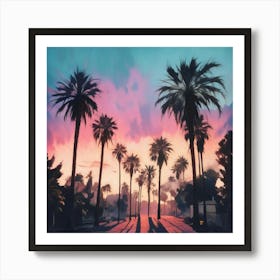 Sunset Palm Trees 1 Art Print