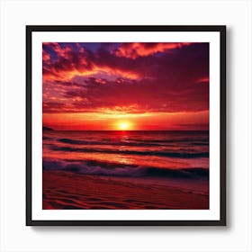 Sunset On The Beach 196 Art Print