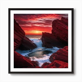 Sunset On The Rocks Art Print