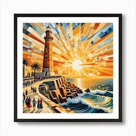 Lighthouse Of Alexandria At Sunrise Art Print