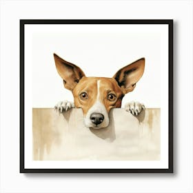 Dog Peeking Over The Wall 2 Art Print